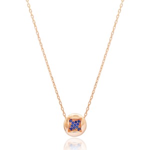 Colgante de Plata de Ley 925 con Diseño Triangular, Zafiro y Circonita, Forma Redonda, Hecho a Mano en Turquía, Venta al Por Mayor - Product Image 1