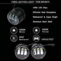 Feux antibrouillard LED blancs et jaunes 20W Plug & Play pour Infiniti FX37, conduite nocturne par temps mauvais, directement de l'usine