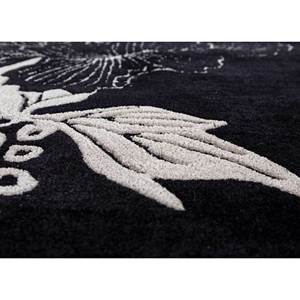 Tapis Hacienda en laine et viscose tufté à la main, motif floral et rayé, gris et noir, pelucheux, pour salon, couloir, forme rectangulaire, Tra-14893 - Product Image 3