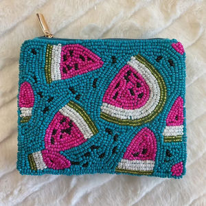 Classic Beaded Coin Purse Pearl and Diamond Beaded <b>Make</b> <b>up</b> <b>Bag</b> Wedding or Party Gift for Her - Product Image 1