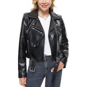 Chaqueta de Cuero Genuino para Mujer, Hecha a Medida en Pakistán, Transpirable, Tejida, de Manga Larga, de Alta Calidad para Otoño e Invierno - Product Image 1