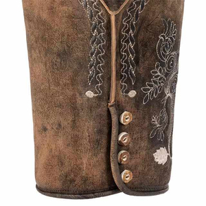 Diseño Premium Bavarian Lederhosen Pantalones cortos de cuero marrón sólido Cintura elástica Slim Fit Ecológico Antiarrugas Transpirable - Product Image 5