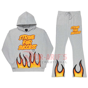 ชุดวอร์มกางเกงวอร์มทรงหลวมสำหรับผู้ชายชุดวอร์มมีฮู้ดแบบสวมหัวพร้อมสกรีนลายโลโก้กางเกงทรงบานชุดวอร์มสำหรับฤดูหนาว - Product Image 2