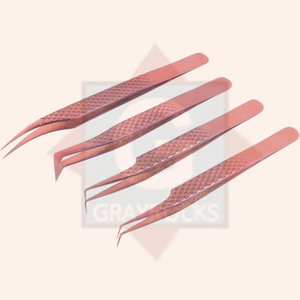 Pinzas de pestañas de agarre cómodo de acero inoxidable de alta calidad Pinzas de extensión de pestañas con logotipo personalizado - Product Image 2