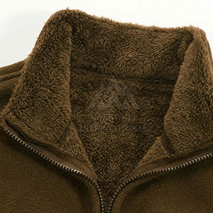 Veste d'hiver en polaire à fermeture éclair intégrale, col rabattu uni, couleur unie, veste d'hiver en polaire - Product Image 3