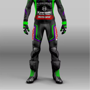 Traje de Carreras Personalizado Rawasaki, Cuero Genuino de Primera Calidad, Mono de 1 Pieza, Piel de Vaca/Canguro para Motociclismo, Traje MotoCP Nivel 2 - Product Image 2