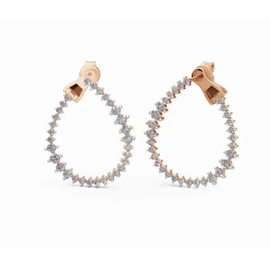Boucles d'oreilles exclusives en or 14 carats avec cadre céleste Vénus, diamants de taille ronde, bijoux cultivés en laboratoire, vente en gros, fournisseur OEM - Product Image 6