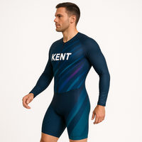 Traje de triatlón sublimado de manga larga para hombre y mujer, traje de carrera ligero de una pieza con cremallera, tela que absorbe la humedad