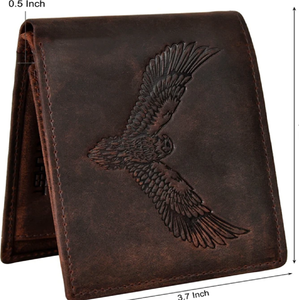 Cartera plegable hecha a mano de cuero de vaca genuino verde para hombres, OEM/ODM personalizado disponible a precio mayorista. - Product Image 4