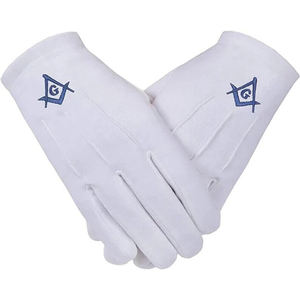 Top Vente logo carré brodé personnalisé Pakistan usine bonne qualité maçonnique regalia gants en cuir blanc pour franc-maçon - Product Image 2