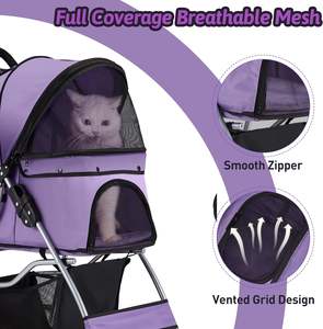 TH-PSP-470 Lightweight Aluminium Frame <b>Pet</b> Travel Carrier Sturdy Design <b>Car</b> <b>Seat</b> 4 Wheeler Travel Stroller for <b>Pets</b> - Product Image 6