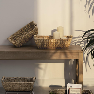 Wholesale Large Water Hyacinth Baskets With Wooden Handles, 2 Pack Handwoven Storage Baskets For Organizing From Viet Nam - Product Image 6