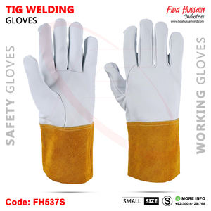 ถุงมือเชื่อมหนังแพะแท้ TIG, ถุงมือป้องกันความร้อนทนทานต่อการเผาไหม้ที่มีการป้องกันสูงสุดไม่เป็นเส้นตรงนิ้วหัวแม่มือ - Product Image 5