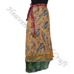 ผ้าซิ่นผ้าไหมสไตล์วินเทจยาว36 "ชุดเดรสทรงสอบยาว2ชั้นผ้าไหมวิเศษกลับด้านได้กระโปรงยาวแบบวินเทจ - Product Image 6