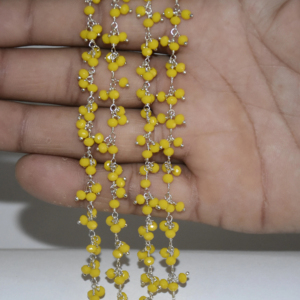 Top Quality Silver Plated Yellow Glass Beads Rondelle <b>Cluster</b> Rosary Chain Wire Beaded Chain for Jewelry Bracelet Making finding - Product Image 2