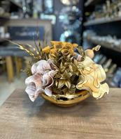 Vase à fleurs de table décoratif de vente chaude pour la décoration de maison et de mariage en métal de fer et d'aluminium avec finition dorée