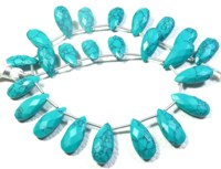 Perles de quartz hydro-givré turquoise Mohave, 24 pièces, 15x7mm, facettées, synthétiques, créées en laboratoire, haute qualité, opaques