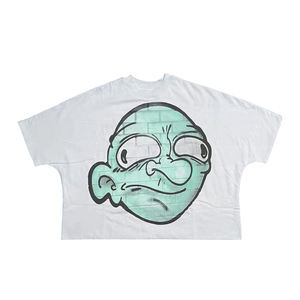 T-shirt personnalisé imprimé en coton biologique 250 GSM pour homme, coupe carrée, court et oversize, couleur blanche, impression DTF, hauts carrés - Product Image 3