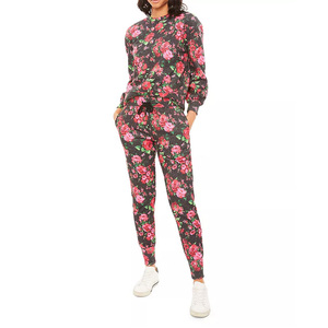 Conjunto de pantalones con capucha y cremallera completa de gran tamaño, venta al por mayor, chándales lavados con ácido con diamantes de imitación, conjunto de dos piezas de invierno de longitud completa - Product Image 5