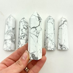 Top Selling High Quality <b>Crystal</b> <b>Wand</b> Obelisk Smooth White Howlite Point Tower for Home Decoration Energy Healing Feng Carved - Product Image 3
