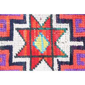 พรมวินเทจลายรันเนอร์ ขนาด 2.3x12.1 ฟุต พรมตุรกี พรมขนสัตว์สีแดงสไตล์เซาท์เวสเทิร์น - Product Image 5