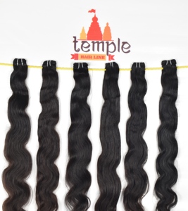 Venta al por mayor 100% Temple Virgin Indian bundle machine doble trama de procesamiento de onda profunda sin cutícula alineada extensiones de cabello humano - Product Image 2
