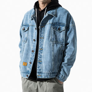 Chaqueta vaquera personalizada para hombre, chaqueta vaquera rasgada con bordado estampado - Product Image 6