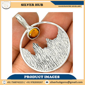 925 Sterling Silver Tiger Eye Gemstone Pendentif Fine Jewelry Wholesale OEM & ODM Ovale Forme Lunette Réglage Ovale Cut Ring - Product Image 5
