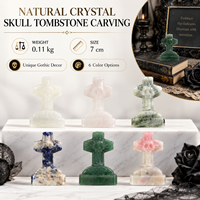 Ornement funéraire gothique en cristal naturel sculpté, pierre précieuse pour la décoration d'Halloween, collection et cadeau unique