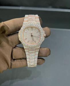 Véritable VVS Moissanite Diamant Luxe Entièrement Glacé Montre Mécanique pour Homme Or Blanc Style Hip Hop Verre Cadeau d'Anniversaire Pass Testeur - Product Image 2