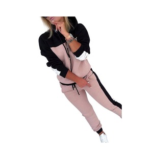 Nouveau style Logo personnalisé femmes décontracté solide longueur régulière hiver à manches longues polaire à capuche survêtement empilé pantalon - Product Image 6