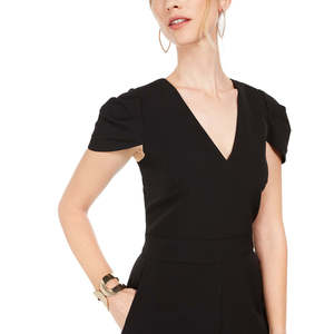 Vince Camuto Women's Black Wide-Leg <b>Jumpsuit</b> Size 8 High Waist Loose Fit for Office Workout Gym <b>Mesh</b> Pattern Print Patchwork ODM - Product Image 3