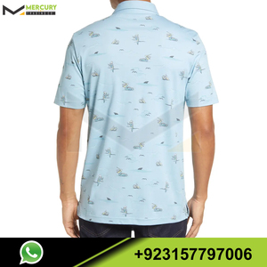 เสื้อโปโลแขนสั้นผู้ชายลายตกปลา ผ้าฝ้ายอ๊อกซ์ฟอร์ดลำลอง ระบายอากาศได้ดี - Product Image 2