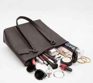 Brown Genuine Leather <b>Vintage</b> Fashion <b>Tote</b> <b>Bag</b> for Women Two Handles Zipper Closure Water Resistant Dark Chocolate Office Travel - Product Image 5