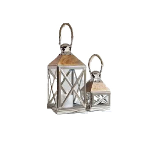 Vintage Style Wood & Metal Candle <b>Lantern</b> With Handle for Home Balcony Living Room Lighting Decor Hanging <b>Lantern</b> - Product Image 2