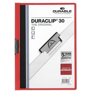Portapapeles Resistente DURACLIP 30 Din A4 de Plástico Duro con Cubierta Trasera Roja y Clip Negro, Producto Duradero - Product Image 1