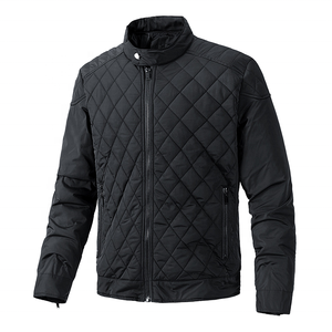 Chaqueta de Moto Acolchada Negra para Hombre, Cuello Alto, Cierre de Cremallera, Resistente al Viento, Relleno de Poliéster y Algodón, Estilo Casual de Invierno, Corte Regular - Product Image 3