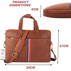 Bolsa para ordenador portátil de cuero genuino delgada de diseño elegante para hombre, alta calidad, gran capacidad, estilo de moda suave y duradero - Product Image 4