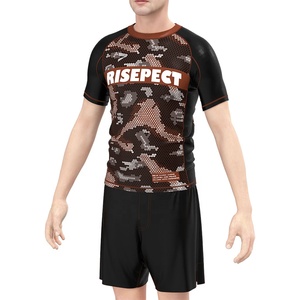 Moda No Gi Fight sublimado traje de baño de secado rápido personalizado Mma Bjj Rashguard manga corta Slim Fit - Product Image 5