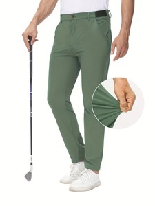 Pantalones de golf verdes para hombre con bolsillos laterales, pantalones casuales de secado rápido, ropa de verano - Product Image 4