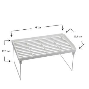 Organizer da cucina bianco 38X23.5X17.5 cm salvaspazio ripiano impilabile per un'organizzazione efficiente di spezie e piatti - Product Image 2