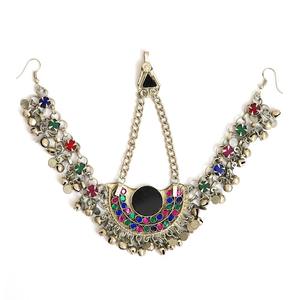 สร้อยคอทรงเรขาคณิตประดับเพชร งานฝีมือแบบดั้งเดิมของชาวอัฟกานิสถาน สไตล์วินเทจ สำหรับผู้หญิง ใส่ในงานเทศกาล - Product Image 1