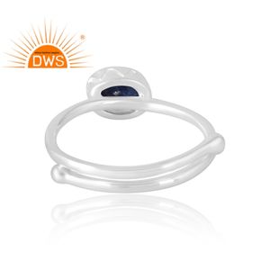 Anillo de piedras preciosas de lapislázuli Natural de Plata de Ley 925, joyería de diseño personalizado para mujer, regalo para ella - Product Image 2