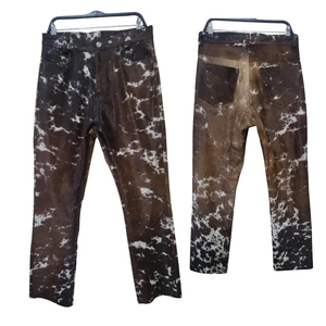 Pantalon décontracté d'hiver pour femme en cuir de vachette véritable fait main, taille basse, devant plat, coupe droite, élégant, en cuir non tissé durable - Product Image 6