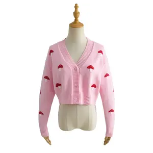 New style high quality customized women cardigan sweater knitted acrylic winter sweater