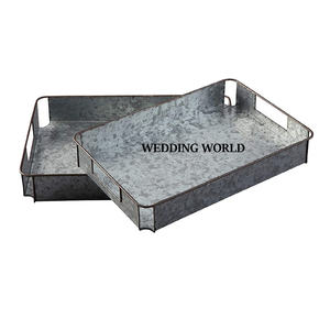 Plateau de service galvanisé Forme rectangulaire Fait à la main Vaisselle de luxe de créateur Vente en gros Plateau de service en métal - Product Image 1