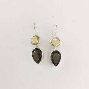 Wholesale Popular Design Sterling <b>Silver</b> <b>Huggie</b> <b>Earrings</b> with Smokey Citrine Pear Gemstone Cut Diamond for Weddings and Parties - Product Image 4
