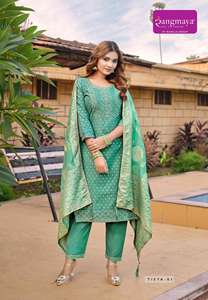 Luxe indien pakistanais traditionnel porter Banarasi Dupatta élégant Chanderi Kurta pantalon élégant pour les fêtes pour le mariage - Product Image 2