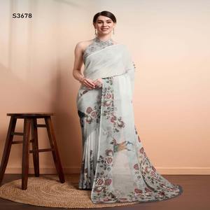 Diseñador de calidad premium Exclusivo Georgette atractivo con estampado Saree Mujer Moda al precio más bajo - Product Image 1