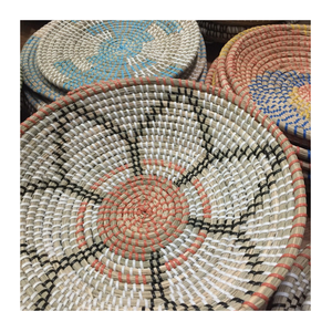 Vietnam fait à la main jonc de mer assiette panier décoratif tenture murale rotin naturel bambou osier rustique écologique pour la maison - Product Image 1